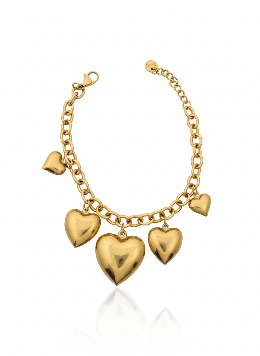 Bracciale Charm cuori GOLD