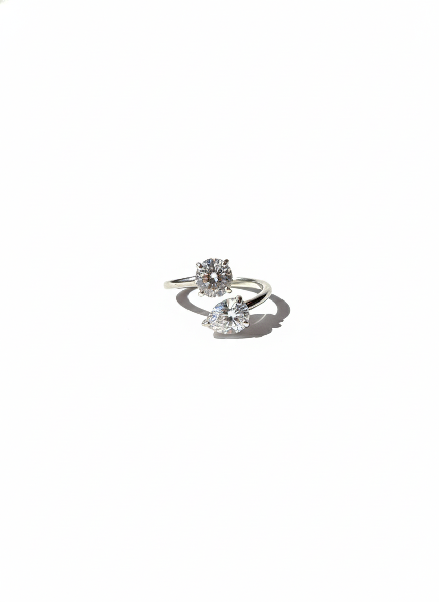 Anello Doppio zircone SILVER