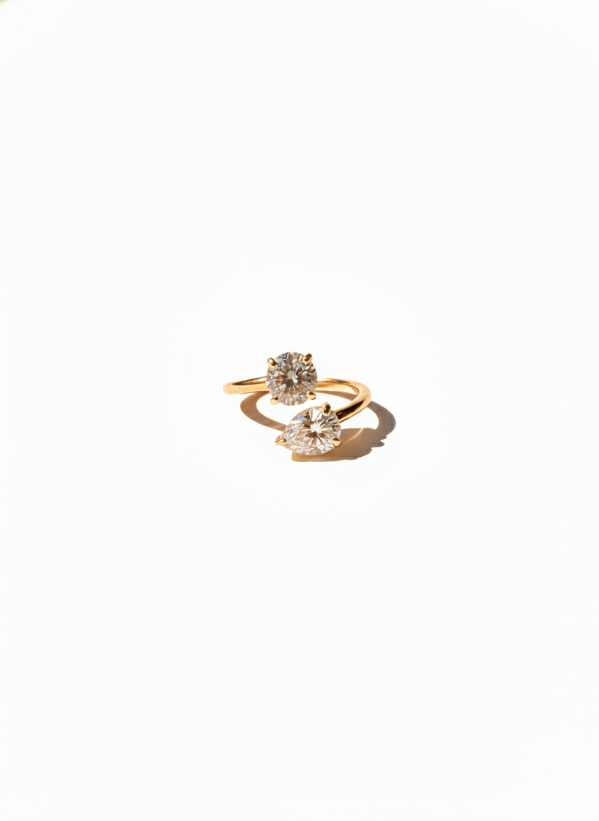 Anello Doppio zircone GOLD