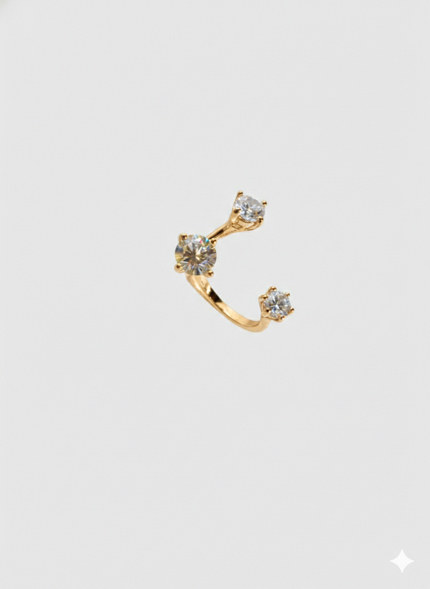 Anello Invisibile 3 zirconi GOLD