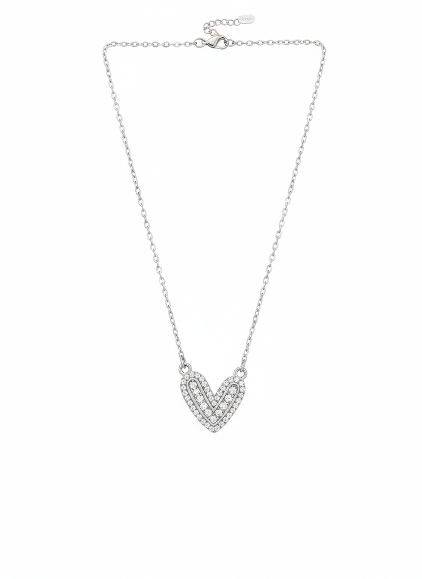 Collana Cuore strass SILVER