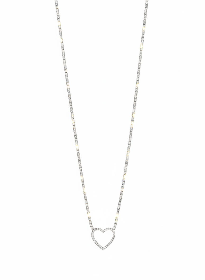 Collana Tennis Cuore stilizzato SILVER