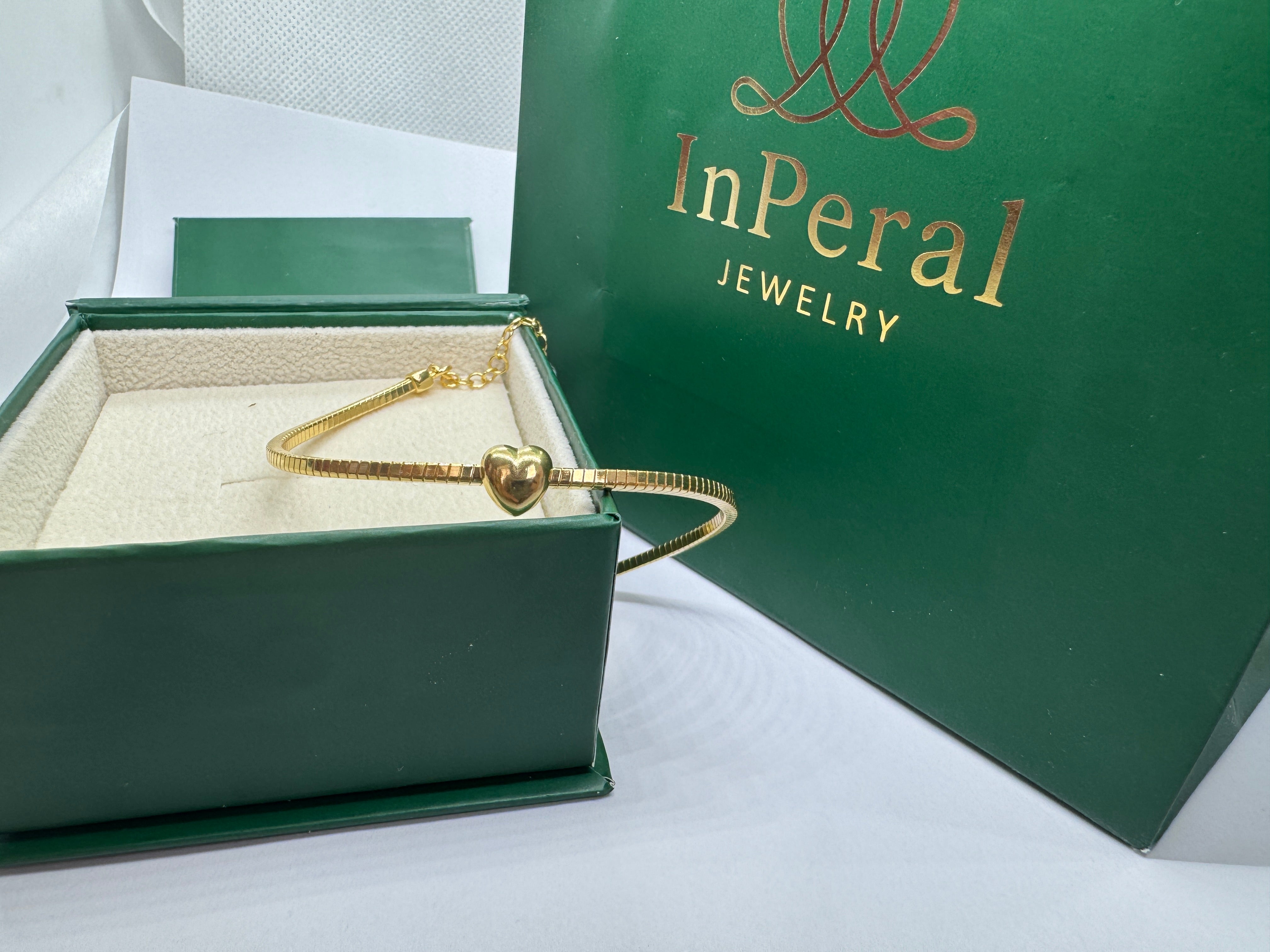 Bracciale snake cuore dorato