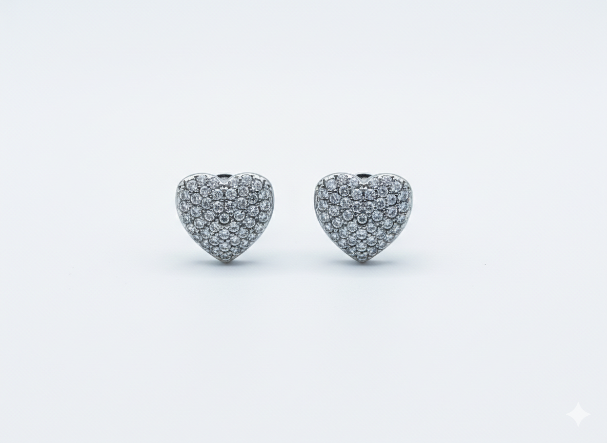 Orecchino love strass SILVER
