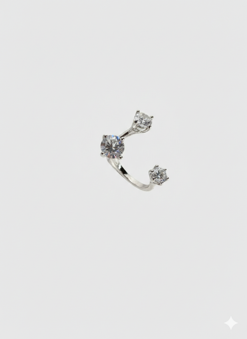 Anello Invisibile 3 zirconi SILVER