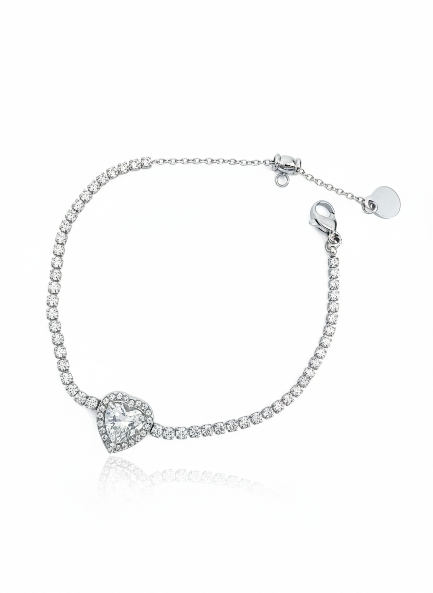 Bracciale Tennis cuore SILVER