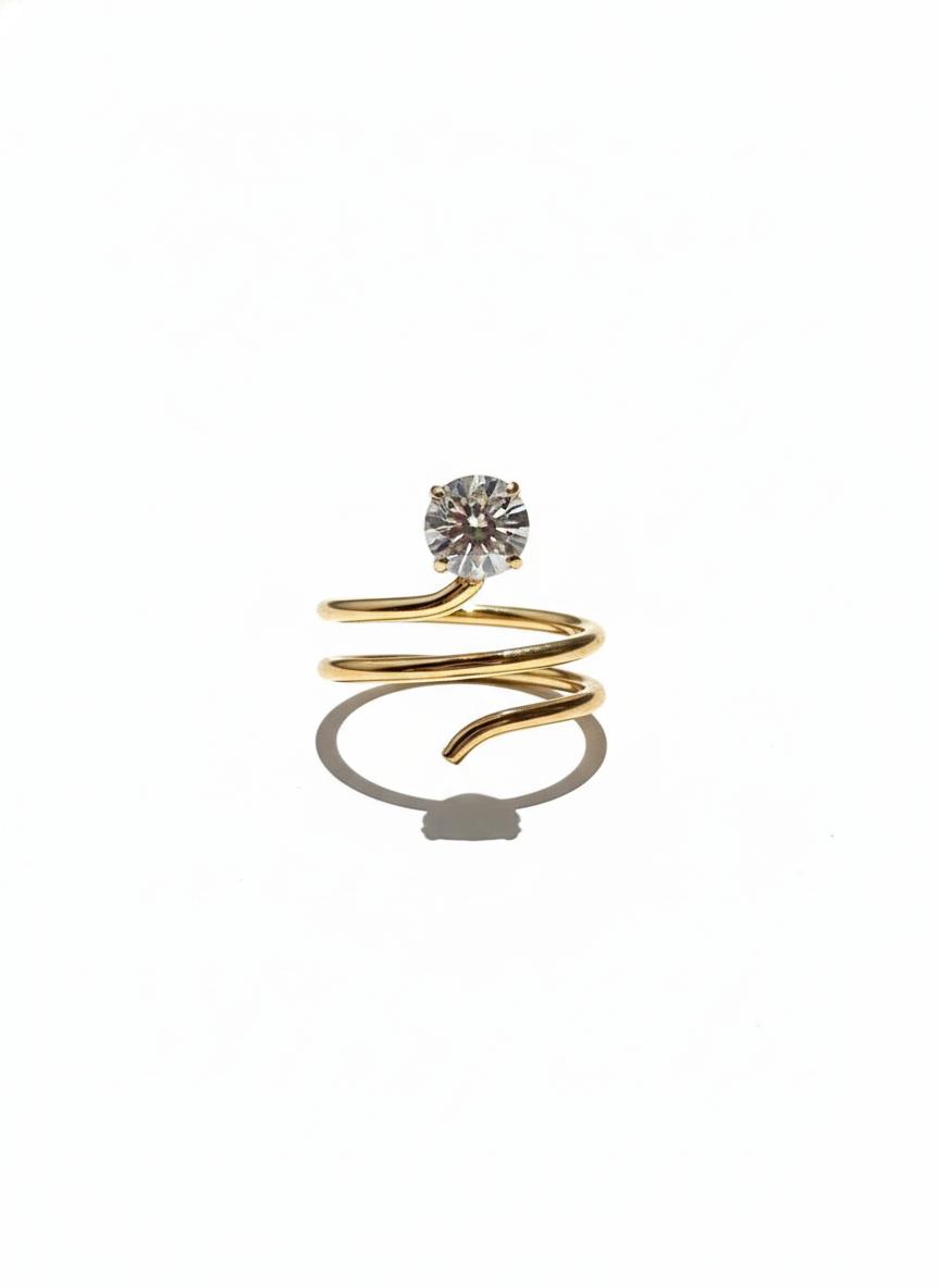 Anello Serpente e zircone GOLD