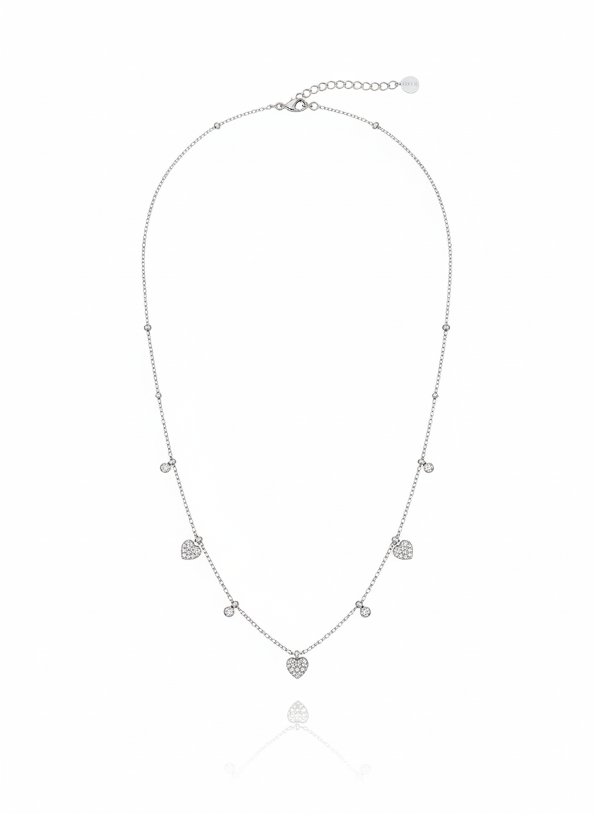 Collana Cuoricini zirconi SILVER