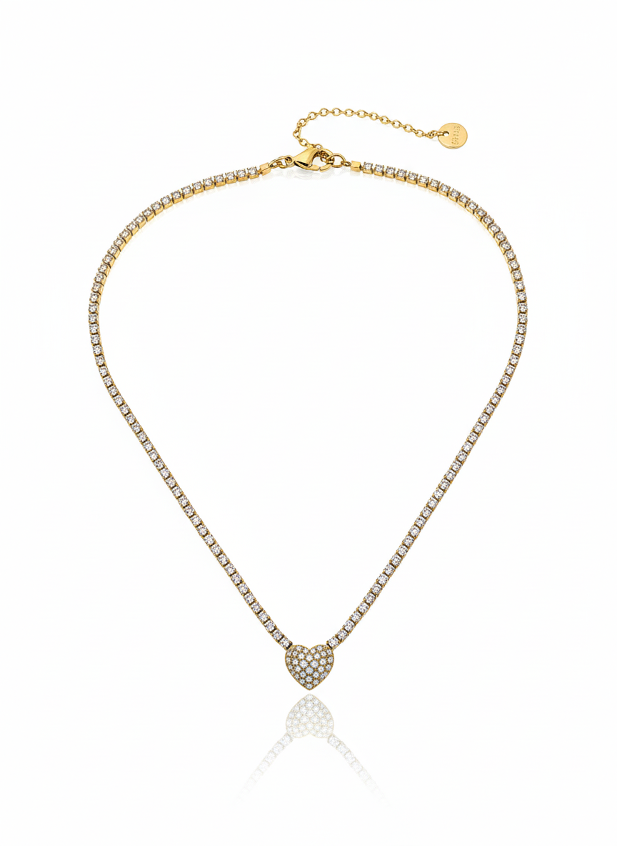 Collana Tennis cuore strass GOLD